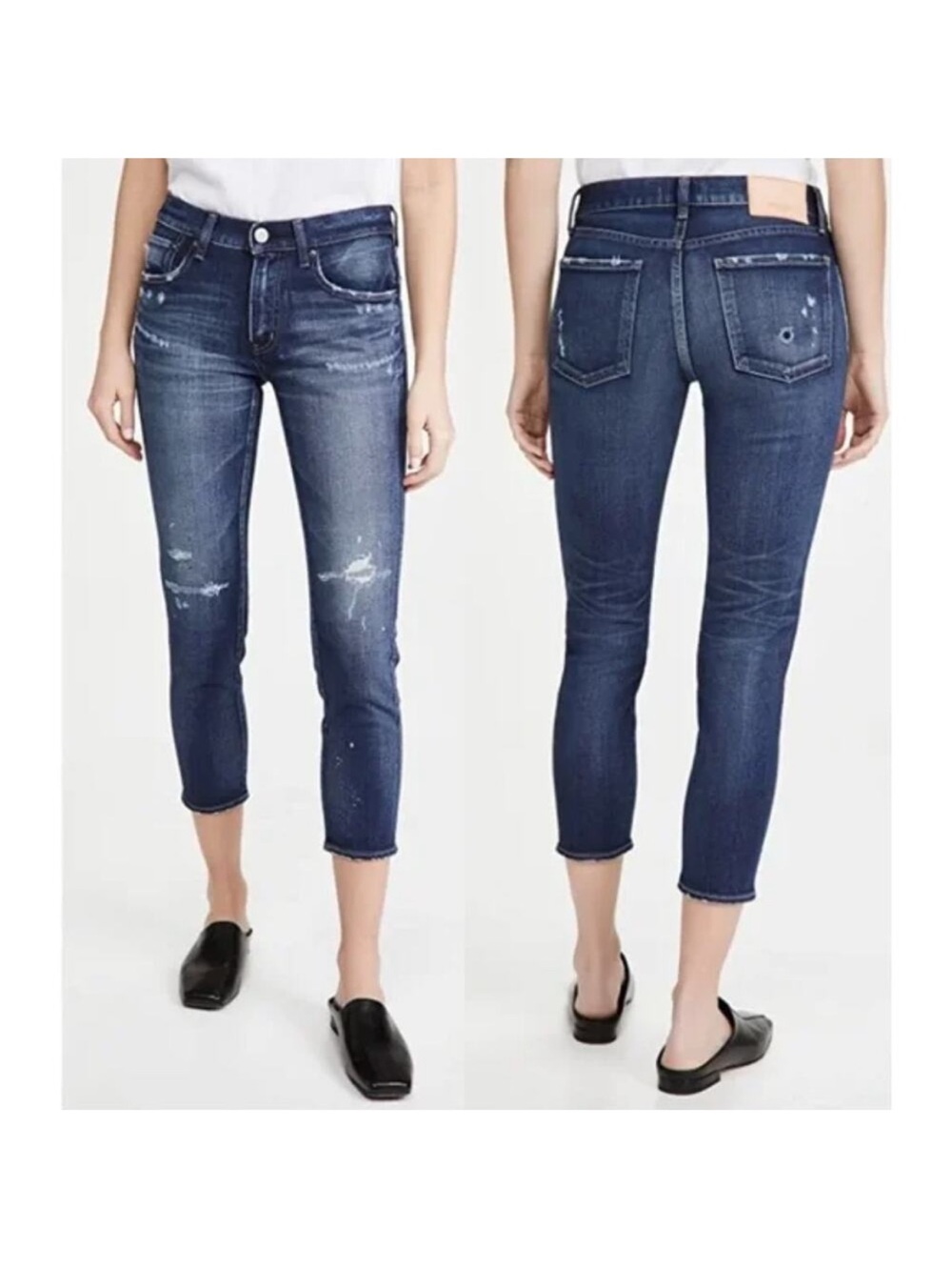Moussy Vintage Lancaster Skinny Blue Jeans Distressed Size 26